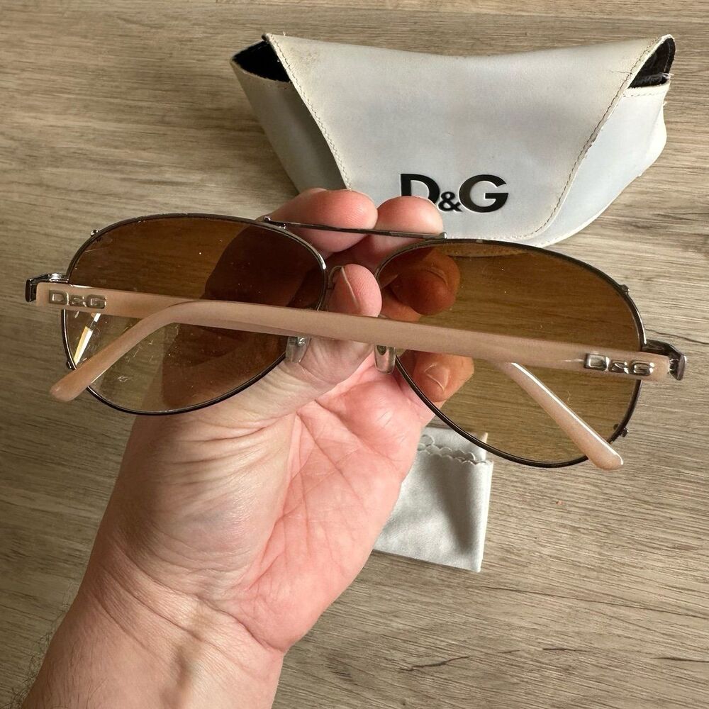 Dolce & Gabbana Sunglasses 6047 319/2L Aviator Metal Tan Brown Lens & Case - Picture 3 of 11